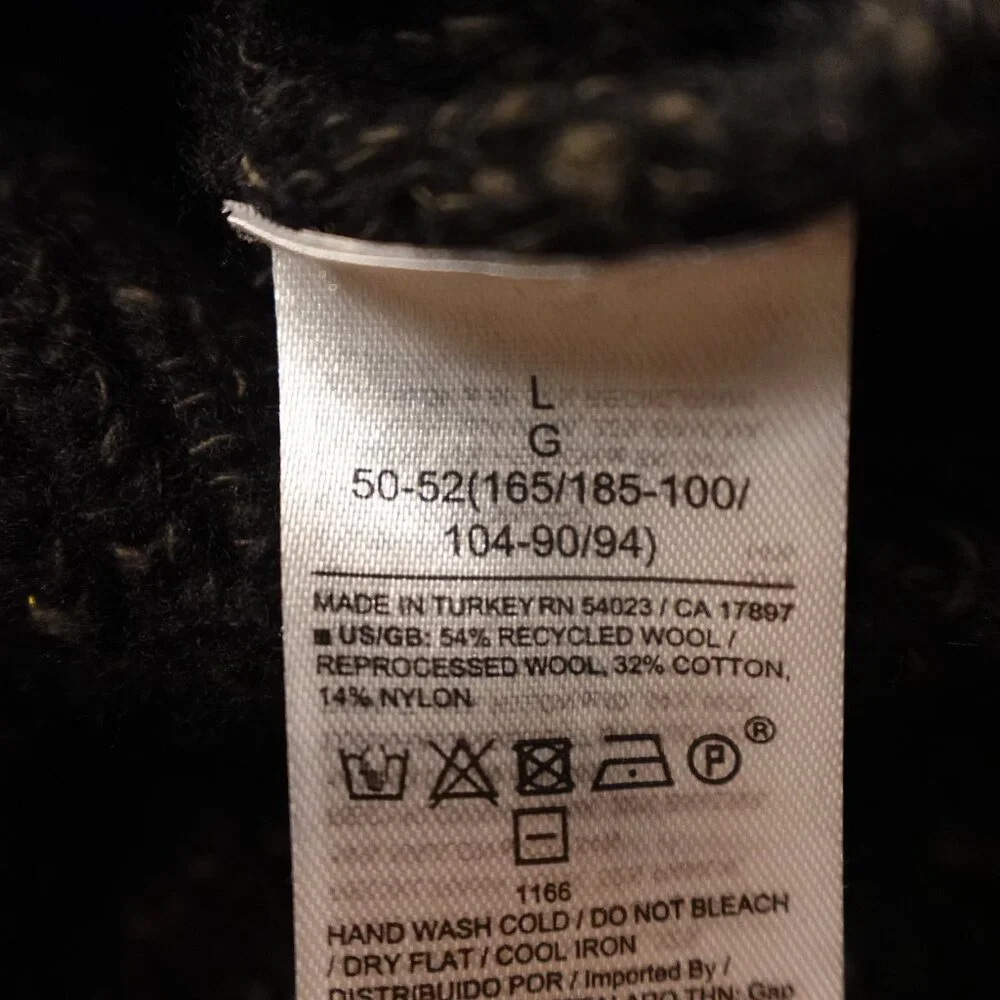 Banana Republic Ribbed Popover Shawl Sweater – Men’s Size Large – Italian Yarn‎